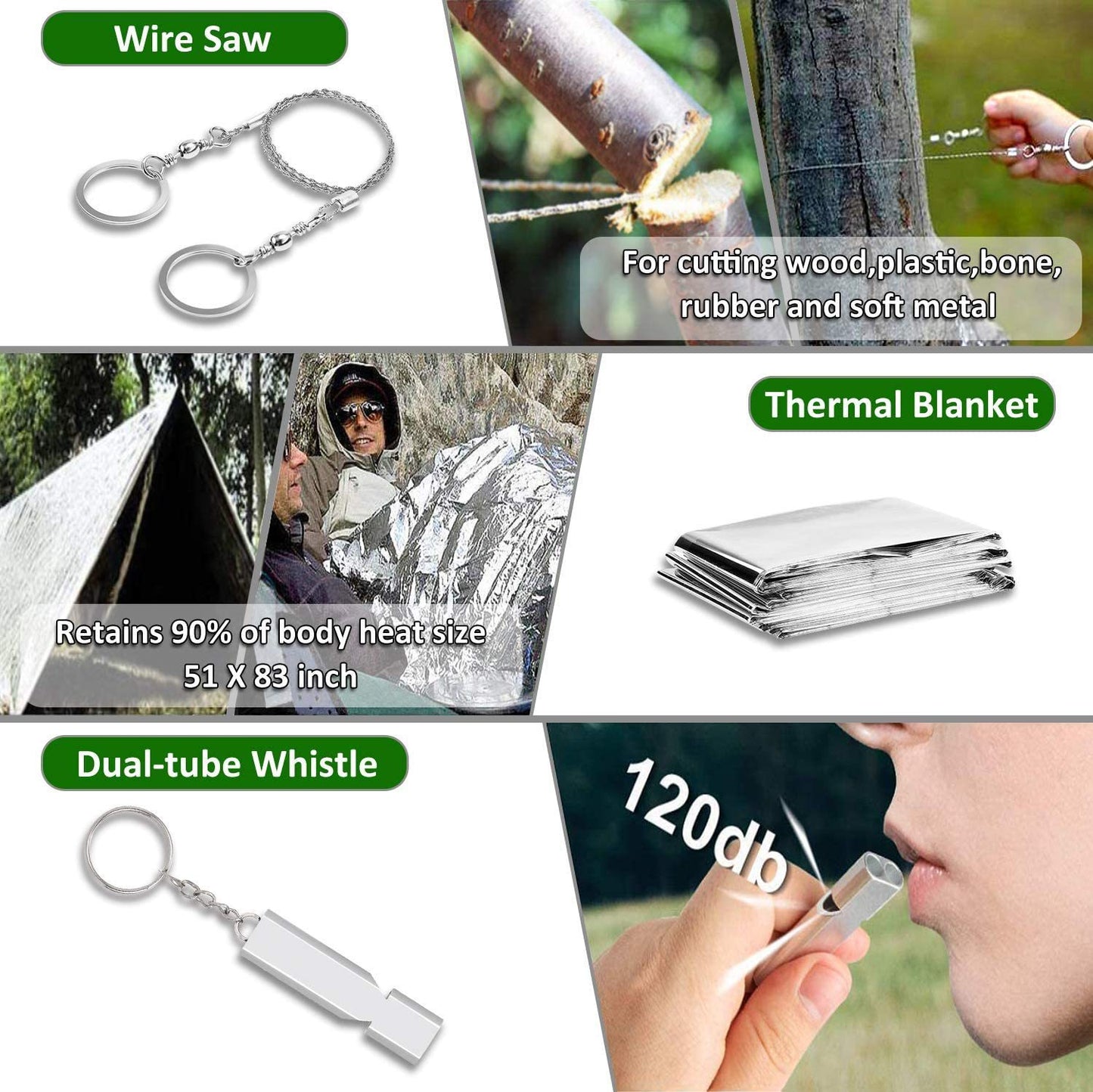 ULTIMATE RESCUE™ - Kit de Sobrevivência Multifuncional Tático 15 em 1