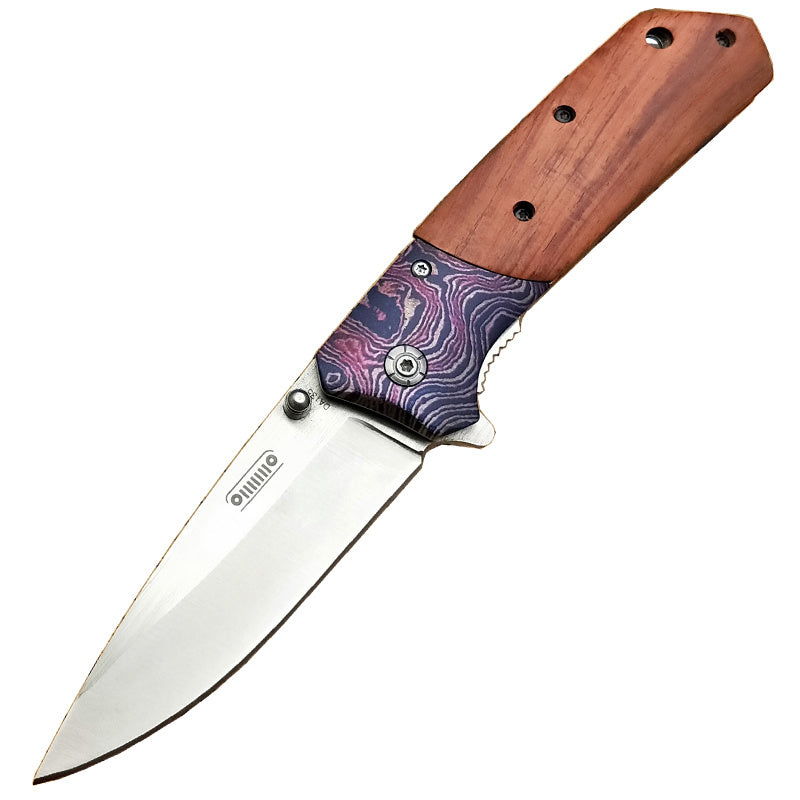WOODBLADE™ – Canivete Dobravel Tático com Acabamento Premium em Madeira Natural